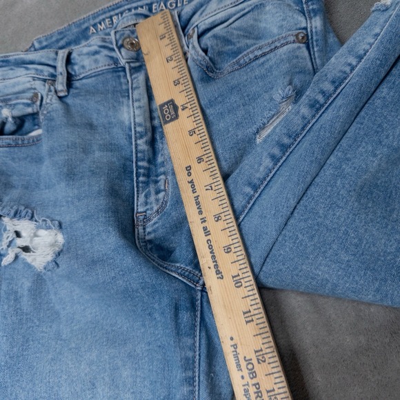 American Eagle Jeans Womens 8 Super Hi Rise Flare Blue Light Wash Stretch - Picture 9 of 11